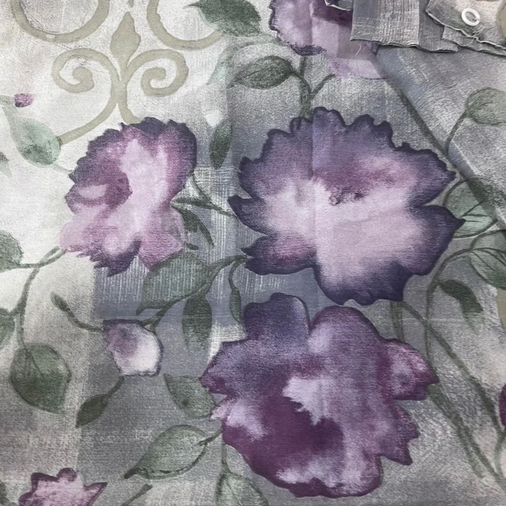Vtg Dan River Purple Floral Sage Scroll Curtain Panels 40x84 Set of 2 USA Made